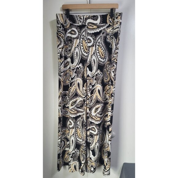 Isaac Mizrahi Live! Women's Paisley Printed Pull On Palazzo Wide Leg Pants SZ LG - Picture 1 of 11